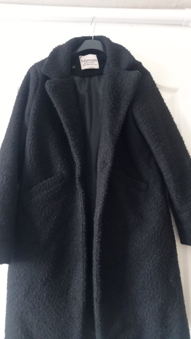 Siyah Uzun Peluş Kaban - Görsel 2