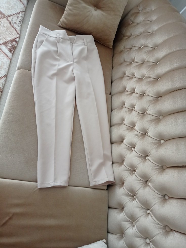 Bej Midi Kumaş Kadın Pantolon - Görsel 2