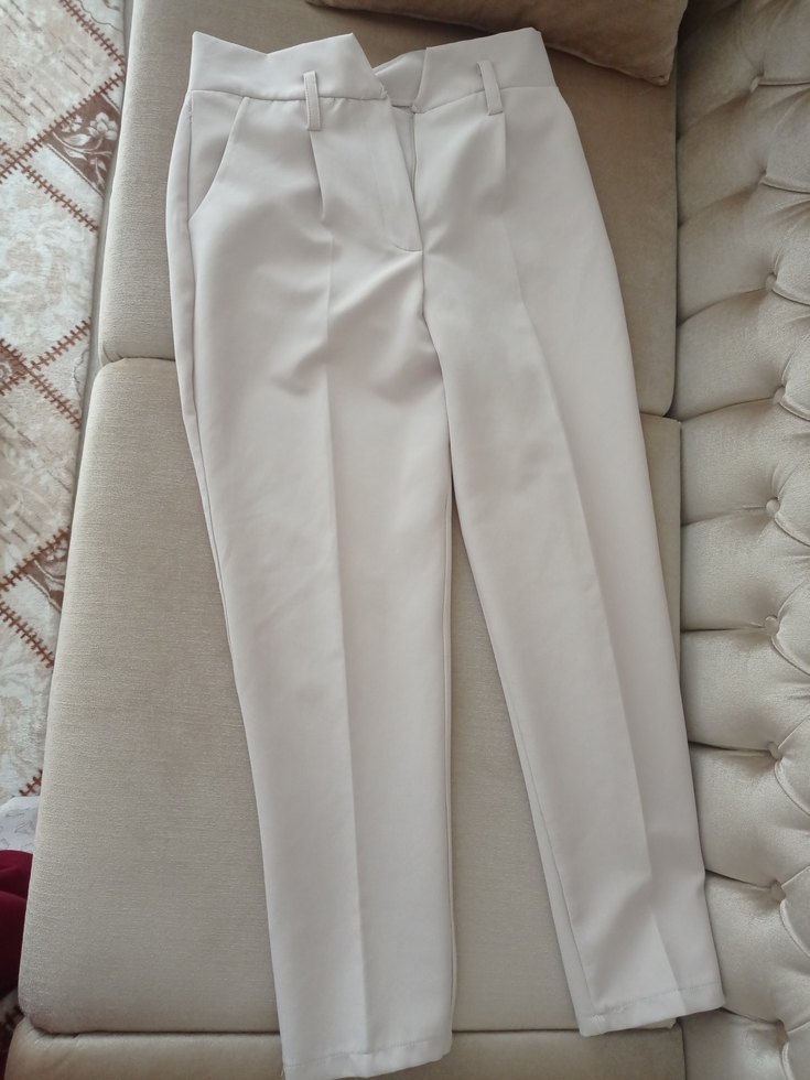 Bej Midi Kumaş Kadın Pantolon - Görsel 3