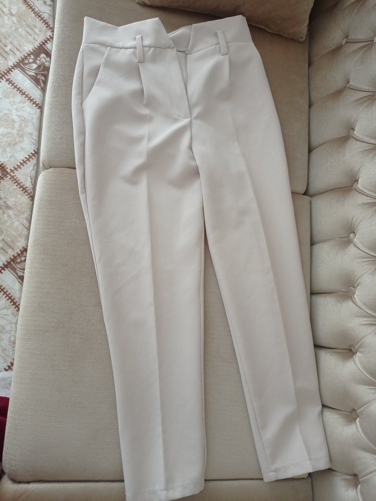 Bej Midi Kumaş Kadın Pantolon - Görsel 4