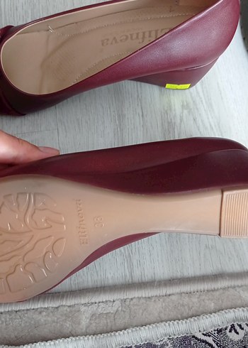 Bordo Tokalı Dolgu Topuk Kadın Babet - Görsel 3