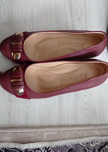 Bordo Tokalı Dolgu Topuk Kadın Babet - Görsel 2