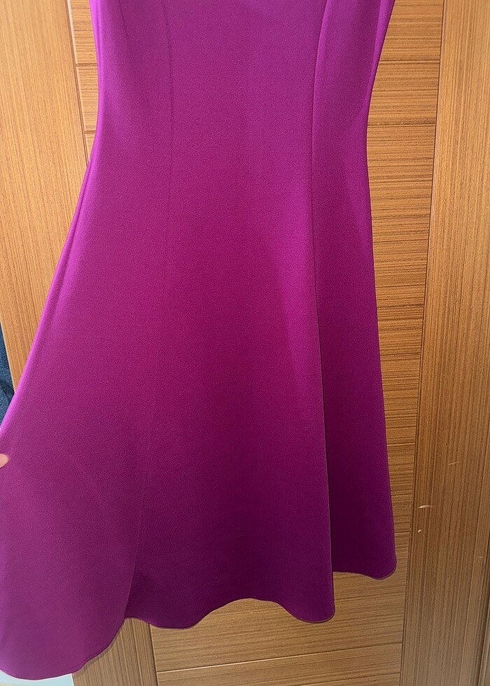 Mor midi boy kare yaka elbise - Görsel 4