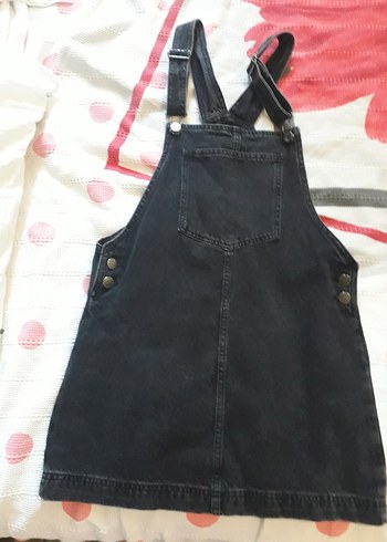 Siyah Denim Askılı Kısa Salopet 9-10 yas