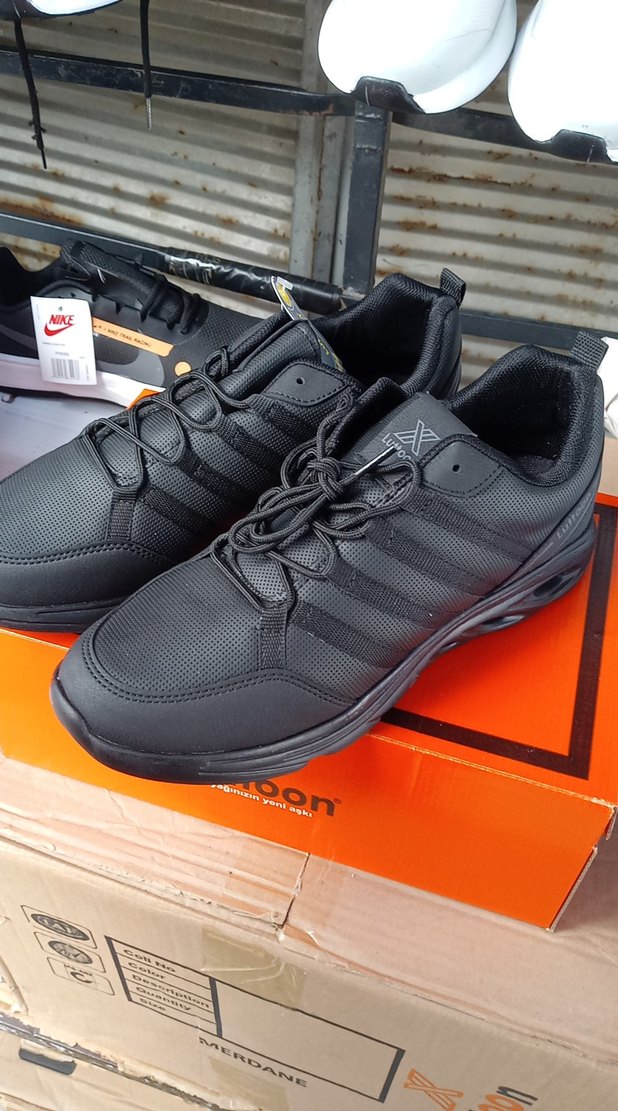 Siyah Erkek Spor Ayakkabı Velcro Bağcıklı - Görsel 4