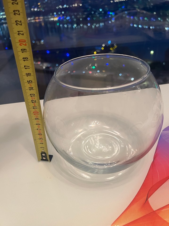 Şeffaf Yuvarlak Cam Vazo - Görsel 2