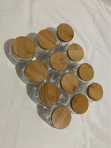 Bambu Kapaklı 12li Baharat Takımı