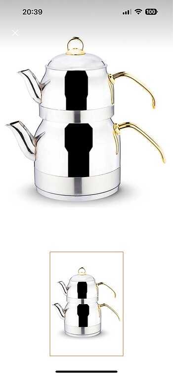 Ayperi çaydanlık gold kulp
