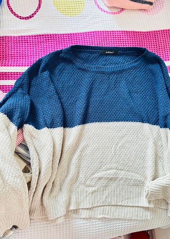 Renkli Örgü Kadın Sweatshirt - Görsel 2