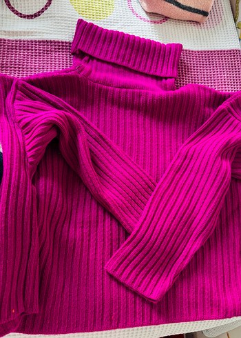 Fuşya kadın kazak - Görsel 2