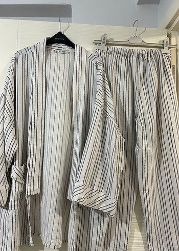 Çizgili Gri Beyaz Bohem Takım - Görsel 7