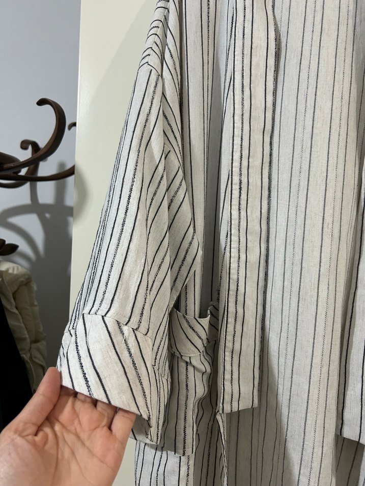 Çizgili Gri Beyaz Bohem Takım - Görsel 4