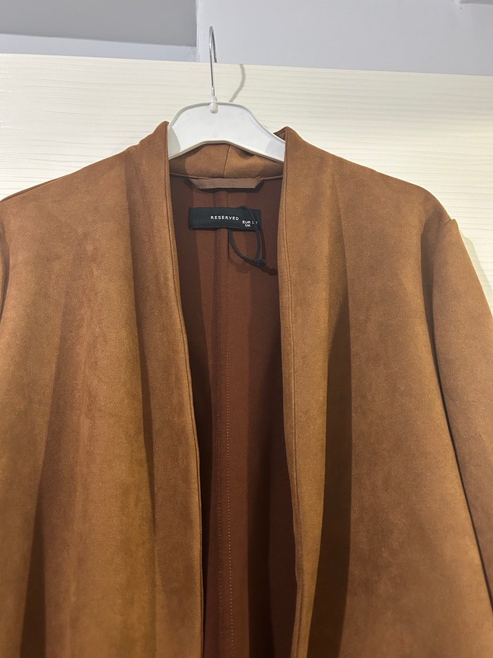 Kadın Kahverengi Uzun Süet Kaban - Görsel 2