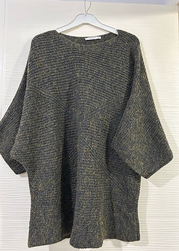 Gri Uzun Kollu Mango Örgü Kadın Kazak - Görsel 3