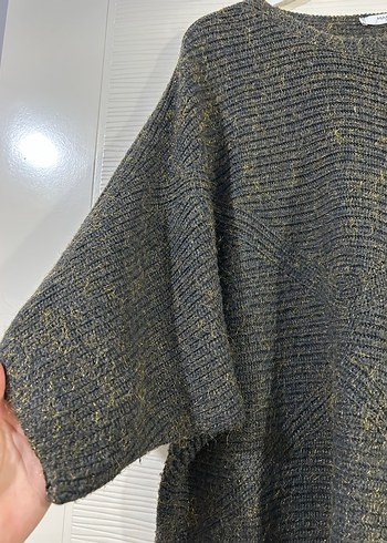 Gri Uzun Kollu Mango Örgü Kadın Kazak - Görsel 4