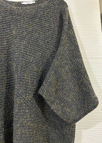 Gri Uzun Kollu Mango Örgü Kadın Kazak - Görsel 2