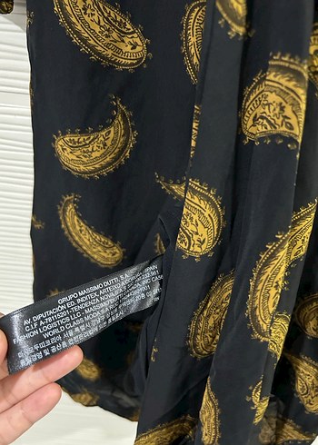 Massimo Dutti Siyah Bohem Uzun Kollu Drapeli Elbise - Görsel 5