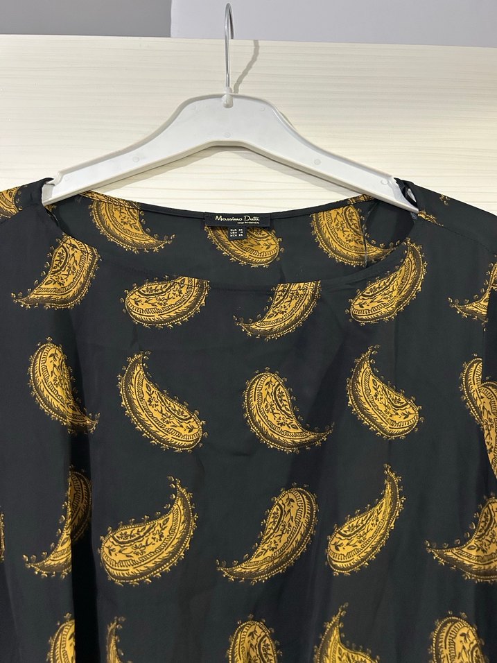 Massimo Dutti Siyah Bohem Uzun Kollu Drapeli Elbise - Görsel 2