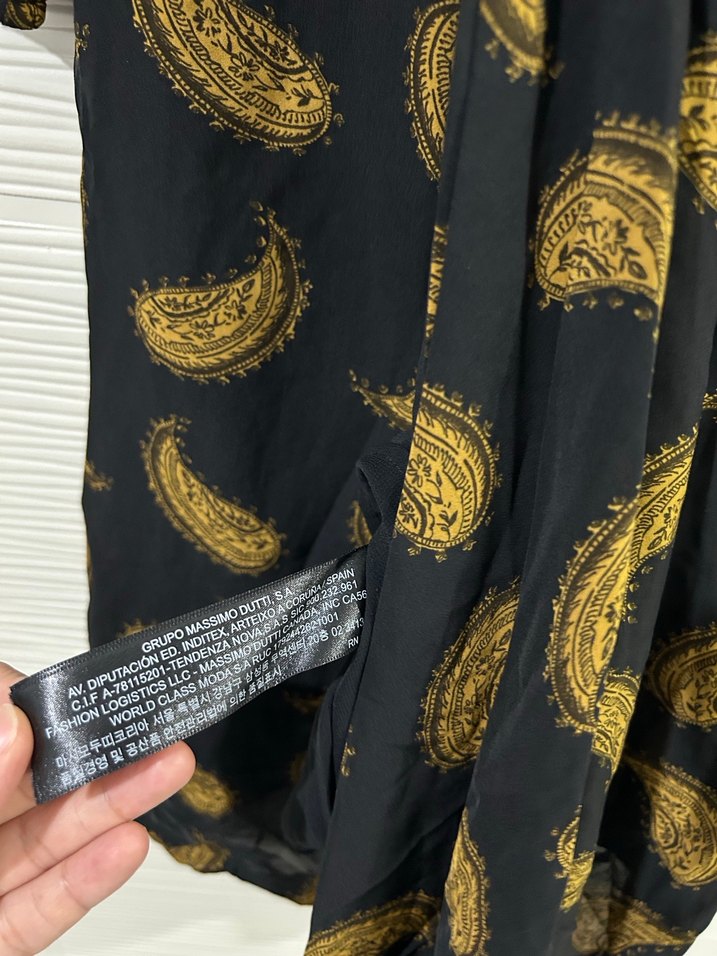 Massimo Dutti Siyah Bohem Uzun Kollu Drapeli Elbise - Görsel 5