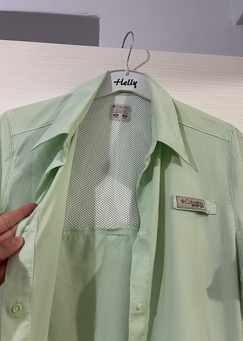 COLUMBİA Yeşil Düğmeli Kısa Kollu Kadın Gömlek - Görsel 4