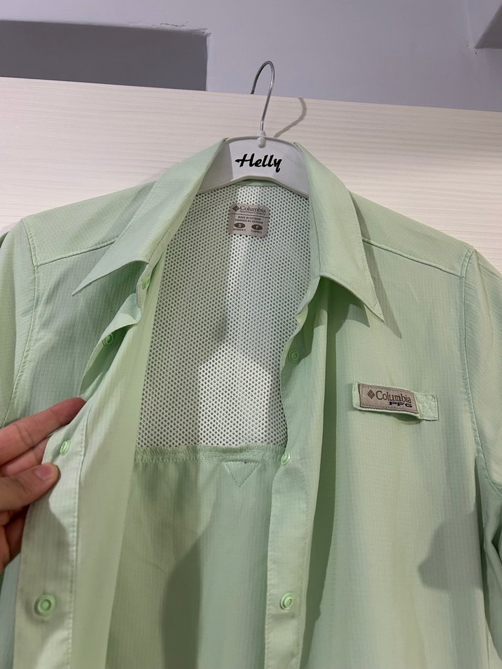 COLUMBİA Yeşil Düğmeli Kısa Kollu Kadın Gömlek - Görsel 4