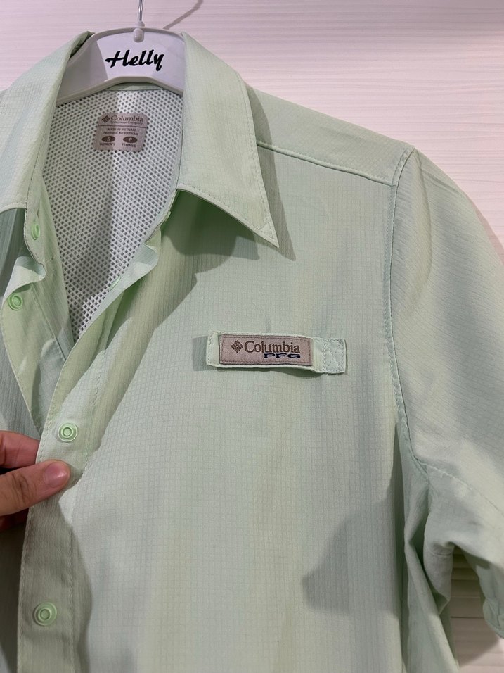 COLUMBİA Yeşil Düğmeli Kısa Kollu Kadın Gömlek - Görsel 5