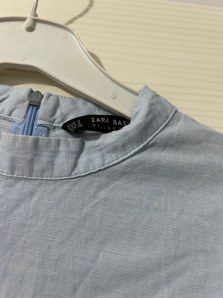 Zara Mavi Keten Kadın Renkli Fırfırlı - Görsel 3