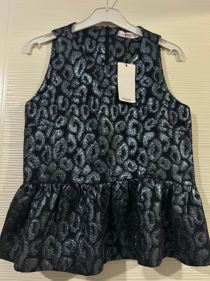 Mango Desenli Kolsuz Bluz S beden - Görsel 4