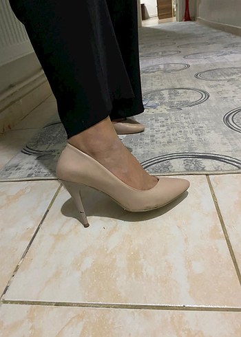 39 Beden Bej Topuklu Stiletto Kadın Ayakkabı