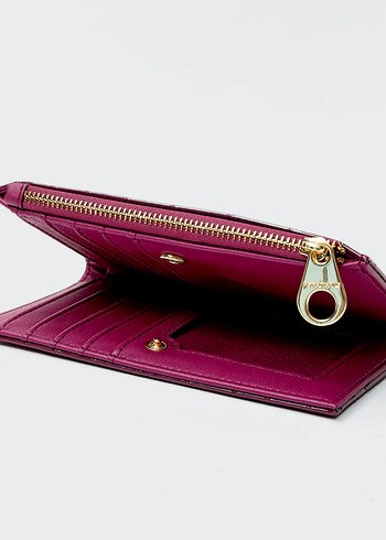 Stradivarius Bordo Deri Yılan Desenli Fermuarlı Kadın Cüzdan