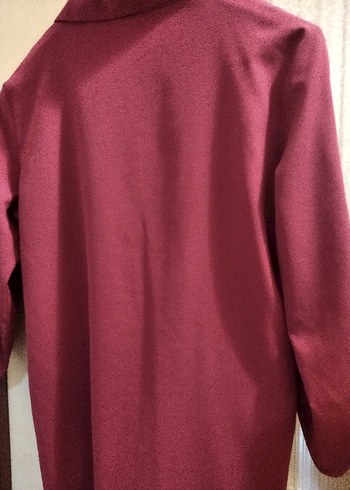 Bordo Parlak Midi Kadın ceket - Görsel 4