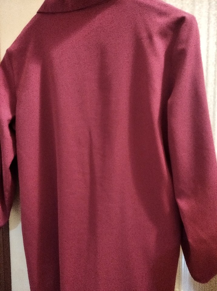 Bordo Parlak Midi Kadın ceket - Görsel 4