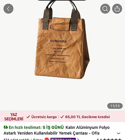 Beden YEMEK ÇANTASI