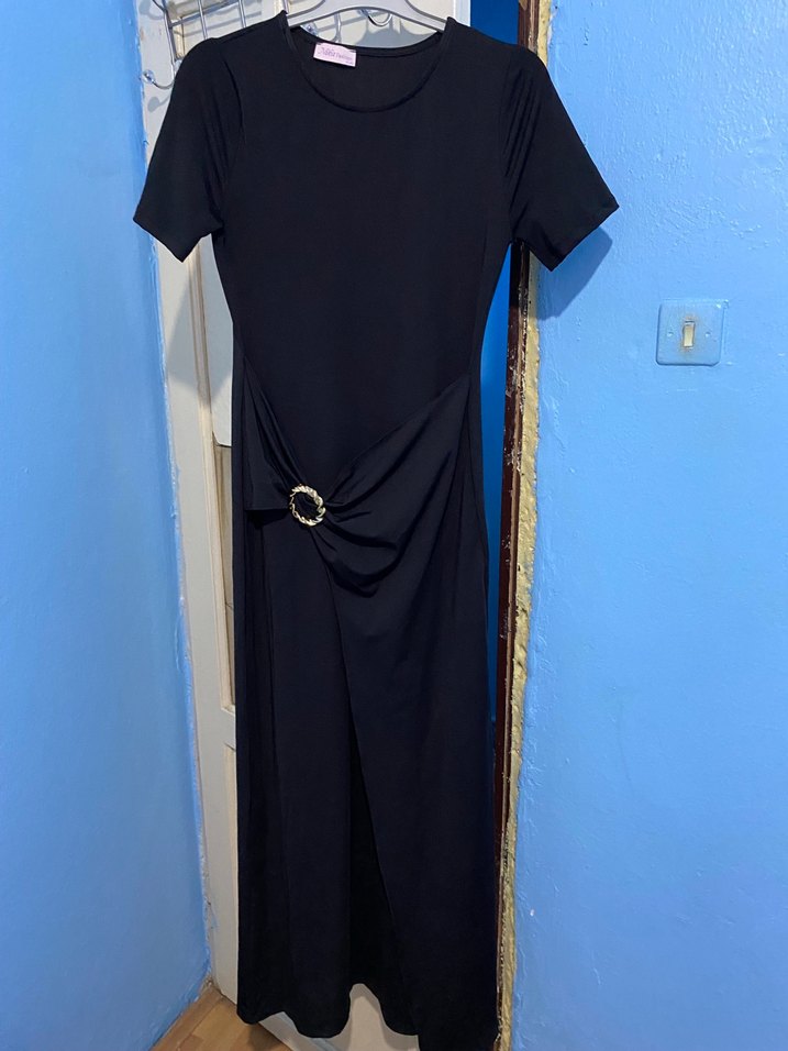 Siyah Minimal Maxi Elbise — görsel 2/3
