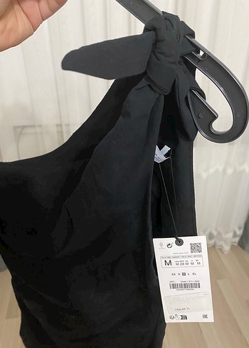 Zara Straplez Drapeli Siyah Midi Elbise