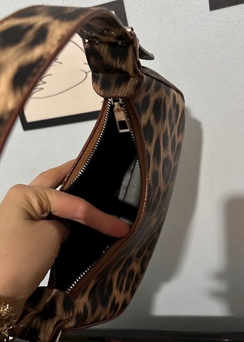 Kahverengi Leopar Desenli Deri Kadın Çanta - Görsel 4