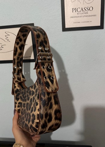 Kahverengi Leopar Desenli Deri Kadın Çanta - Görsel 3