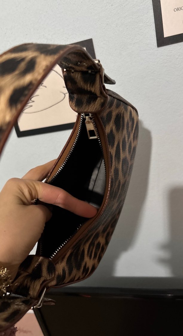 Kahverengi Leopar Desenli Deri Kadın Çanta - Görsel 4