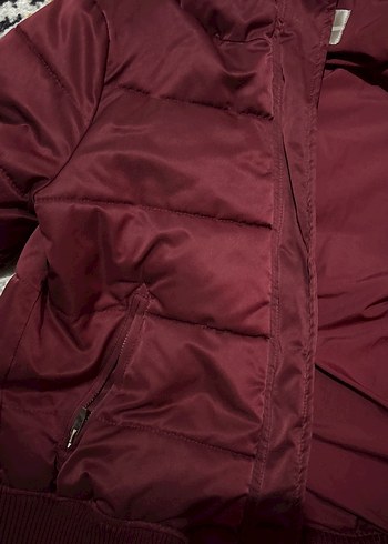 Bordo Kadın Puff Mont, Midi Boy, Street Style - Görsel 5