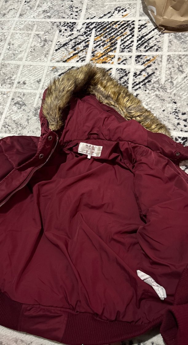 Bordo Kadın Puff Mont, Midi Boy, Street Style - Görsel 4