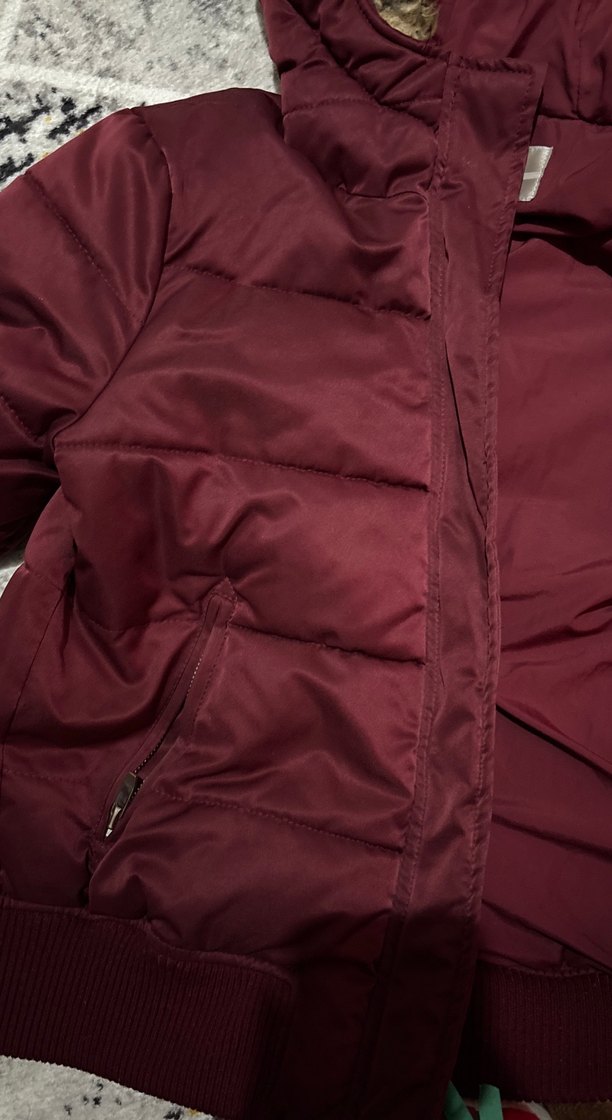 Bordo Kadın Puff Mont, Midi Boy, Street Style - Görsel 5