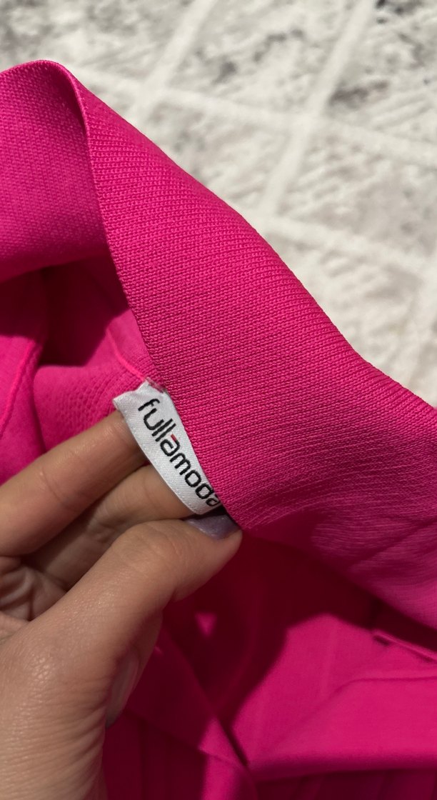 Pembe Fitilli Yaka Detaylı Kadın Triko Kazak - Görsel 2