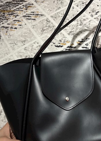 Siyah Deri Minimalist Kadın Çantası - Görsel 3