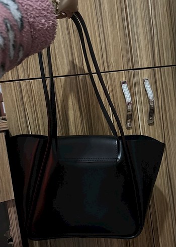 Siyah Deri Minimalist Kadın Çantası - Görsel 2