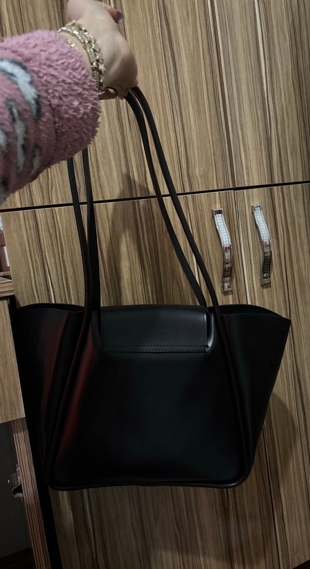 Siyah Deri Minimalist Kadın Çantası - Görsel 2