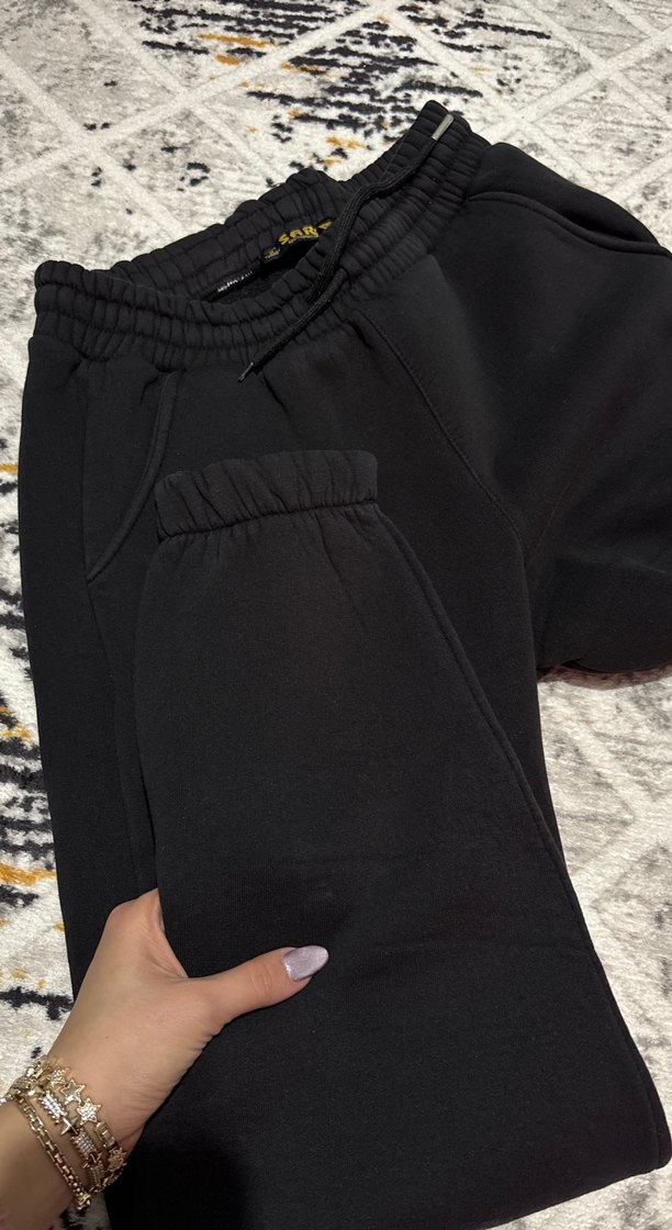 Siyah Kadın Oversize Sweatpant - Görsel 3