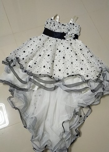 Puantiye Desenli Kız Çocuk Straplez Elbise - Görsel 2