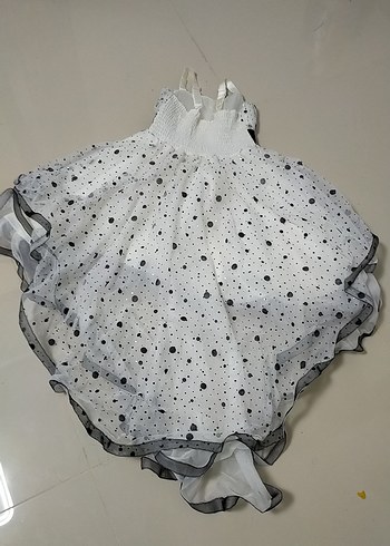 Puantiye Desenli Kız Çocuk Straplez Elbise - Görsel 6