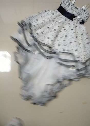 Puantiye Desenli Kız Çocuk Straplez Elbise - Görsel 4