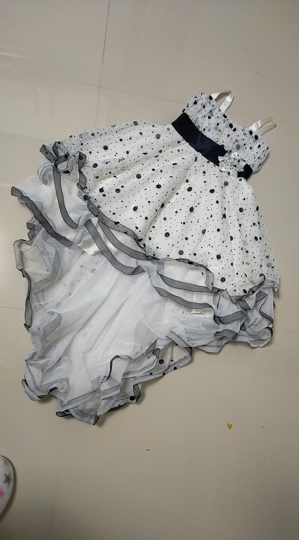 Puantiye Desenli Kız Çocuk Straplez Elbise - Görsel 3